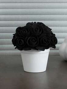 1PC 4.3-Inch (H) Artificial Rose Mini Potted Plant Home Living Room Bedroom Wedding Birthday Party Desktop Cute Decorative Gift