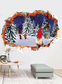 1 Stück Wandaufkleber Weihnachtsmann auf dem Weg, PVC Aufkleber Material, abnehmbar, selbstklebend, leicht abzulösen, geeignet für Wanddekoration, Hintergrund, Wohnzimmer, Schlafzimmer, Heimdekoration, selbstklebender Wandaufkleber, Feiertags-Dekoration, Geburtstag, Abschluss, Weihnachten, Weihnachtsbaum, Geschenk, Dekoration, Thanksgiving, Hochzeit, Herbst, Geburtstag, Geschenke, Party-Zubehör, Innenraum, Feiertage, Festivaldekor