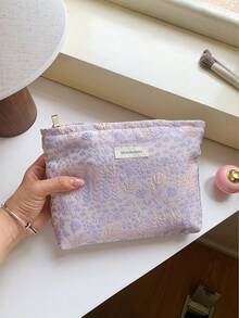 1 PC Pinkish-Purple Jungle Flowers Make Up Bag, Fashionable And Casual Large Capacity Portable Zipper Makeup Bags, Travel And Vacation Essentials Cosmetic Bags For Sanitary Napkins, Pouch Pads, Wired Earphones, Earpods, Headphones, Charger, Lipsticks, Cosmetics, Perfume, Skin Care And Beauty Products, Home Decor, For Mom, Women, Nurses, Students,Christmas Gifts,Pouch,Travel,Gifts For Women Travel Essential,Pouch,Clutch / Small Handbag, Makeup Organizer,Makeup Organize,Pouch,Brush Holder,Mini Pouch,Large Capacity Pouch