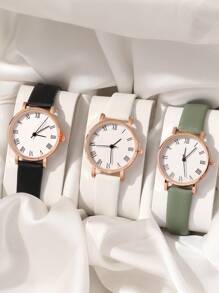 3pcs Fashion Elegant Gift Set: Casual Floral Quartz Watch, Versatile Leather Belt, Suitable For Gifts, Sisters And Couples