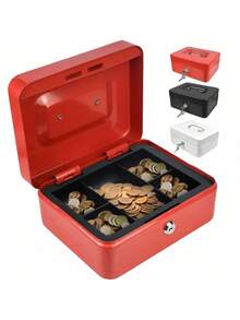 HALMAN Caja Registradora, Caja para Dinero de Negocio con Llaves(20x 16 x 9 Cm/7.9*6.3*3.5in), Caja fuerte de dinero de gran tamaño con bandeja, 2 llaves, cajón y cerradura, caja de segurida para oficina y negocios, caja de ahorro, material de metal,, Caja Registradora, Caja de Efectivo Portable para Guardar, caja con cerradura,Caja Registradora, Caja para Dinero de Negocio con Llaves,Caja Registradora de Segurida con,Caja Fuerte para Dinero Metálica con Cerradura y  Llaves ,Caja Dinero Fuerte Segurida,cash Box Metálica Mate Mediana,cajón y cerradura, caja de segurida para oficina y negocios, caja de ahorro, material de metal, caja con cerradura, regalo de regreso a la escuela,  Caja de Efectivo Portable para Guardar Joyas, Relojes, Billetes, Monedas - Rojo - Ver 12