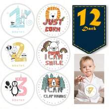 12 Pieces Baby Growth Souvenir Stickers, Monthly Milestone Stickers To Commemorate Baby's Growth