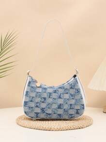 2025新款时尚彩虹草编新月单肩包，沙滩度假百搭，可调节肩带，3色可选