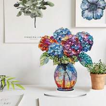 2D DIY Diamond Painting Kit - Acrylic Multicolor Vase Decor, Artistic & Asymmetrical Shaped Diamonds, Suitable For Office Desk Decoration And Surprise Gift - Multicolor - View 5