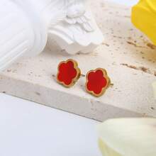 4 件不锈钢五瓣花首饰套装：1 条项链 + 1 条手链 + 2 个耳环，适合情人节日常佩戴的优雅时尚配饰 - 金色 - 查看 20