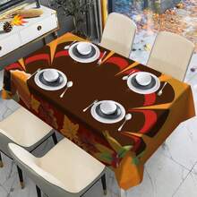 1/20 Stücke Herbst Thanksgiving Tischdecke, luxuriöser farbenfroher Kurven Hintergrund mit orangefarbenen Kürbissen und Ahornblatt Muster, geeignet für Restaurant, Küche, Thanksgiving Dekoration, Feiertags-Party Grundausstattung, perfekt für Heim-Dekoration