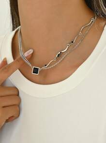 1 件兩層女式黑色蝴蝶吊墜項鍊,哥德式風格,高端利基設計配件