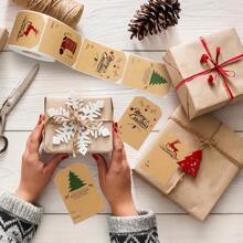 300/600pcs Stickers Retro Christmas Stickers Gift Packaging Label Paper,Perfect For Holiday Decorations,Christmas Decorations