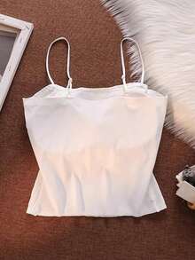 ブラック＆ホワイト リブ編みキャミソール2枚、ブラパッド内蔵シームレス下着、調節可能なスパゲッティストラップタンクトップ、ベースレイヤーまたはウェアとして最適な女性用 - マルチカラー - チェックする 4