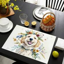 1/4/6/8/12 Stück bedruckte waschbare Tischsets aus Leinen, Oberflächenschutzmatten, Tischsets für Innen und Außen, geeignet für Feierlichkeiten, Küchen- und Esszimmerdekoration