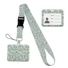 Flower Design Lanyard Business Credit Horizontal Card Holder Neck Strap Keychain Hang Rope ID Badge Holder Lariat Lasso Halloween Accessories Teachers Day Christmas Gift Ideas Bag Charms Car Friend Sister