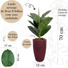 Artificial Ficus Lyrata With Wavy Cone Pot Home Garden - Rust Brown - View 3