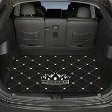 4pcs Car Floor Mats - Crown Printed Carpets, Non-Leather Material, Universal Fit Polyester Fiber Front & Rear Seat Car Mats - Suitable For Sedans, Coupes, SUVs, All-Weather Vehicle Interior Decors, Car Interior Accessories