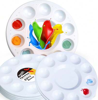 Paint Tray Palettes, Plastic White Palettes Students,Paint Tray Art Class,Or Have A Birthday Painting Party-8pcs