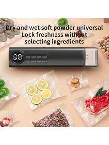 无线真空封口机，家用食品包装机，全自动真空泵，真空食品封口机，USB充电真空封口机，适用于家庭、办公室、户外、旅行食品保鲜，锂电池1200mAh - 彩色 - 查看 2