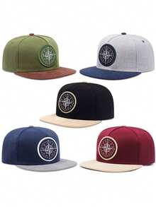 1顶男女通用平沿帽，带指南针刺绣，街舞嘻哈棒球帽 - 指南針 - 查看 2