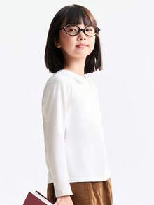 Annil Abbigliamento per bambini, ragazze, bambini di età media e giovani, adolescenti, maglioni lavorati a maglia a maniche lunghe con bavero, pizzo dolce, colletti per neonati, diamanti caldi e polo shirt stampate per l'autunno - Bianco - Visualizzare 3