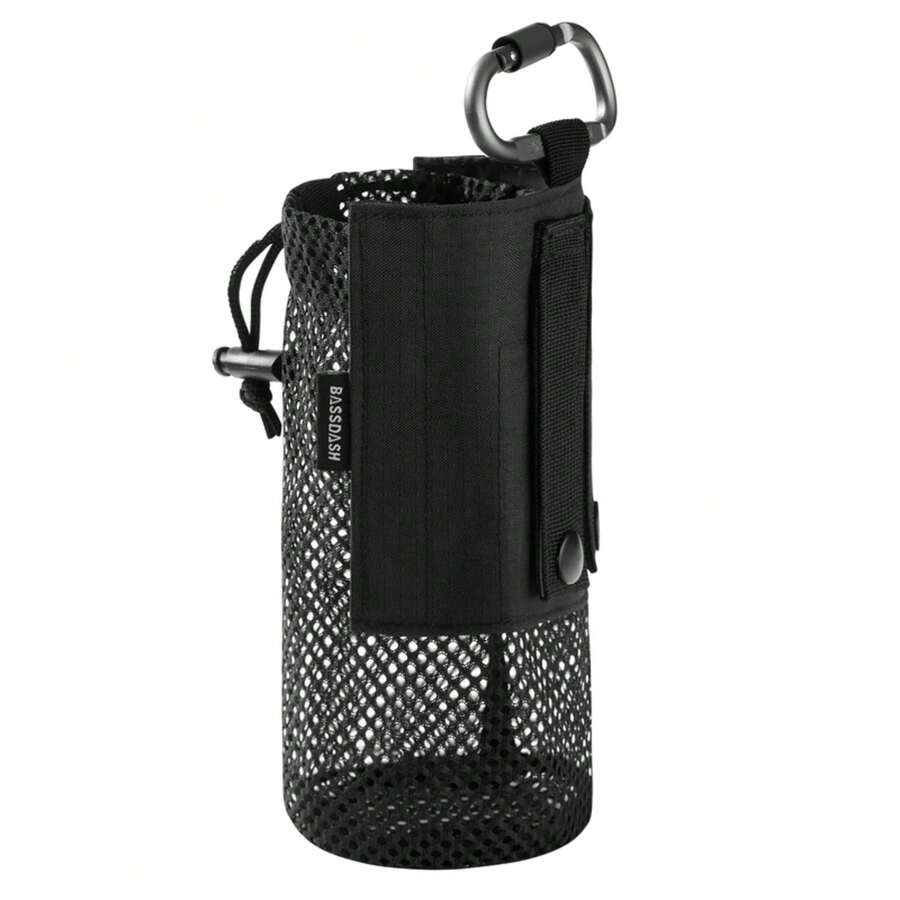 Bassdash-bolsa para botella de agua con correas Molle, mosquetón con Clip para cinturón, bolsa de soporte de malla plegable para viajes, pesca, caza y senderismo - Gr con correas Molle - Ver 1