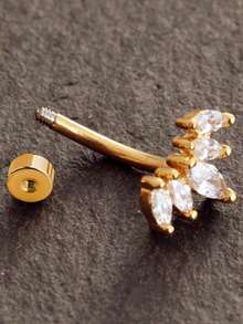 时尚不锈钢方晶锆石皇冠耳钉、耳钉、唇环、女士穿孔饰品 - 耳骨釘 - 查看 8