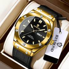 Đồng hồ nam cao cấp chạy bằng pin thạch anh, dây đeo bằng da thật, hiển thị ngày tự động chất lượng cao, chống nước và có dạ quang. - Một kích thước - Xem 19