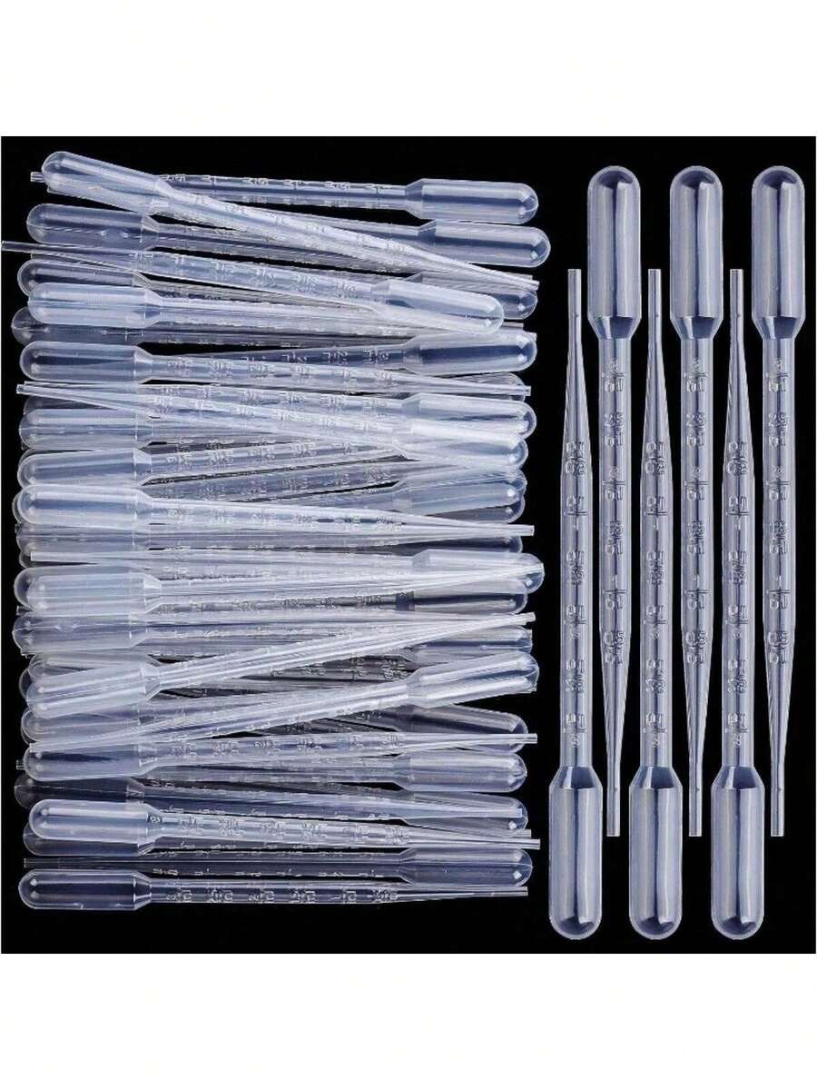 100 件一次性 3ml 塑料滴管转移刻度吸管适用于 DIY 环氧树脂硅胶模具珠宝制作配件 - 無色 - 查看 1