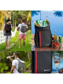Thermal Backpack Cooler Capacity 23L Waterproof Portable Picnic Hot Cold Ref MM.Loja - 黑色 - 查看 7