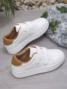 1 Pair Casual Outdoor Student Spring/Autumn Unisex Children Comfortable Hook And Loop Non-Slip Fashion Flat Sports Shoes - White - View 3