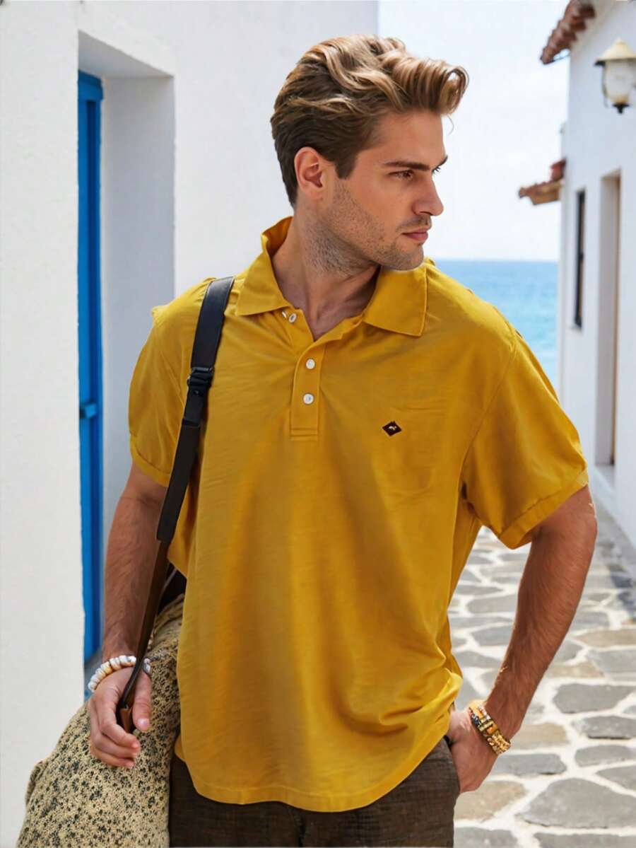 Camisa tipo polo recta manga corta Molto Baby - Mostaza Amarilla - Ver 1