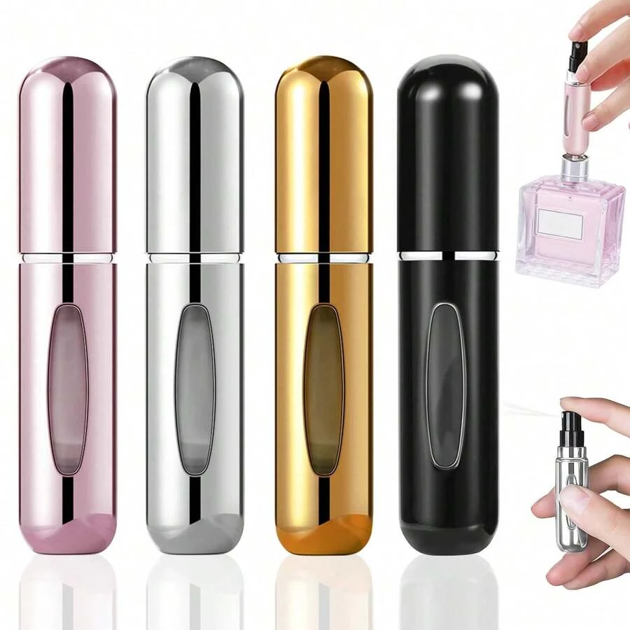 Portable Perfume Atomizer - Refillable Travel Perfume Bottle 5ml Spray Bottle - Refillable Mini Perfume Bottle - Refillable Leakproof Travel Perfume Atomizer - Bottom Direct Filling Perfume Dispenser Self-Pump Spray Bottle Aluminum Push-To-Drink Perfume Bottle - Multicolor - View 1