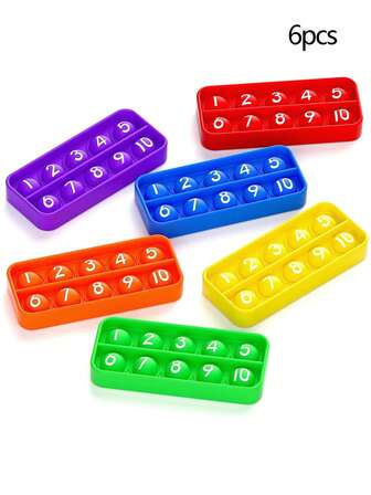 Ten Frames Math Pop Games Toy For Kids-6pcs/Pack Numbers Counting Learning Toys, Math Manipulatives For PPreschool Kindergarten Classroom Students Teacher Educational Learrning Activities, Push Bubble Pop Fidget Sensory Toys