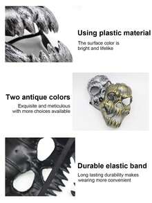 1/2pcs Halloween Fiery Qilin Mask, Scary Ghost Face Mask, Vintage Fanged Skull Mask, Halloween Mask