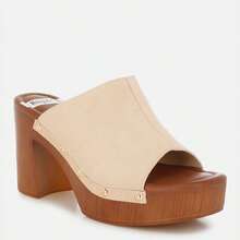 Masaki Soft Suede Leather Wooden Clogs - Màu be - Xem 2