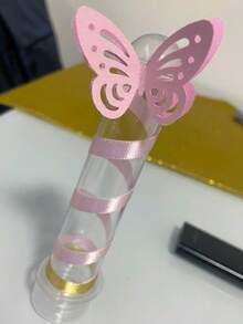 kit 200 Borboletas de papel especial para decoração de festa Jardim das Borboletas festa candycolor jardim encantado Lembrancinha tubete - Rosa Bebê - Visão 2