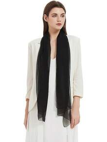 2025PANTONIGHT Long Chiffon Sheer Scarf For Womens - 065 Plain Black - View 12