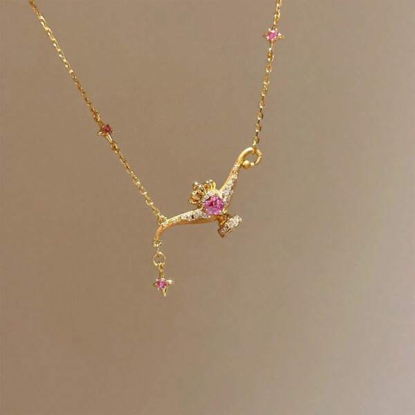 1 pieza Collar con colgante de lámpara de genio de cobre, longitud de 45 cm, colgante de circonita sintética brillante, collar gargantilla ligero, regalo para el Día de San Valentín, cumpleaños