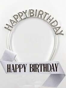 1 Chúc mừng sinh nhật, Mũ đội đầu cho bé gái sinh nhật, Phụ kiện tóc đính đá lấp lánh, Phụ kiện tóc tiệc sinh nhật, Quà tặng sinh nhật (Vàng, Bạc, Vàng hồng) - Bạc - Xem 29