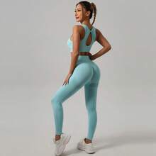 Women's Yoga And Sports Set Kit With Long Pants, Multicolor, Daily Casual, Back Cutout Design, Supportive And Bunching