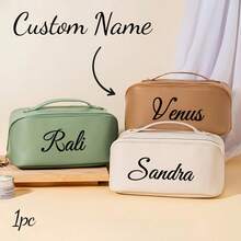 Personalized Pu Name Makeup Bag, Personalized Wedding Bridesmaid Bag, Cosmetics Travel Storage Bag, Bridal Proposal, Birthday Gift - Multicolor - View 3