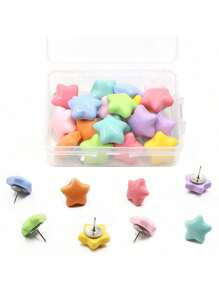 16pcs/32pcs Vibrant Multicolor Star-Shaped Push Pins - Decorative Thumb Tacks For Cork Boards, Photo Walls, And Bulletin Boards - Ideal For Office, School, And Home Decor, Organization, And DIY Projects - Multicolor - View 2