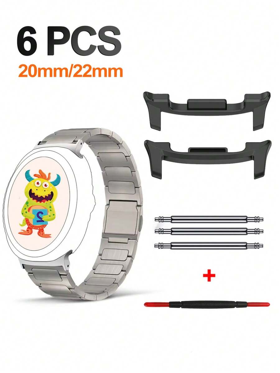 Zestaw 6 złączy do zegarków, w tym 2 adaptery ze stopu metalu kompatybilne z klasycznym paskiem do zegarka Galaxy Watch 8, 3 teleskopy i 1 narzędzie 20 mm 22 mm Akcesoria do złączy do inteligentnego zegarka - Wielokolorowe - Zobacz 1