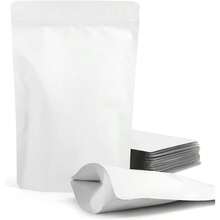 Ozchillon100pcs Black White Stand-Up Bags Matte Heat Seal Pouch Smell Proof Mylar Zipper Baggies Resealable Food Storage Packaging For Food,Coffee,Bean (Black, 12x20cm)
