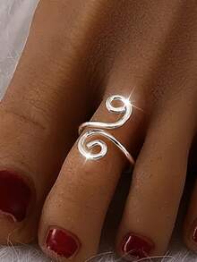 1 pieza Anillo de dedo del pie de plata de ley 925, joyería corporal delicada, adecuada para que las niñas se decoren en bailes y fiestas, regalo exquisito para los seres queridos - Bucle para los dedos del pie con envoltura inversa - Ver 5