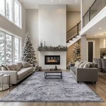 Large Rugs Living Room,Fluffy Bedroom Rug, Grey Rug Living Room, Thick Pile Grey Rug, Durable Rugs For Bedroom,Modern Soft And Fluffy Area Rug, Available In Multiple Sizes, Elegant Home Decor.Minimalist Style Carpet Is Suitable For Decorating Living Room, Bedroom, Study Room, Etc. - Tie-dye Light Gray - View 3