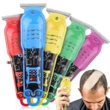 Professional Smart LCD Hair Clipper Transparent Cordless Electric Shaver For Men - Yellow - View 3