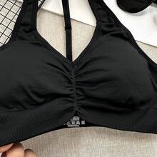 高强度裸感瑜伽露背文胸聚拢防震吊带美背运动文胸健身服 - 黑色 - 查看 5