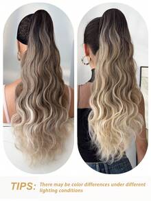 24 Inch Ombre Long Wavy Curly Wig, Soft & Comfortable, Heat Resistant Synthetic Fiber, Suitable For Women's Daily Wear - Multicolor - View 8