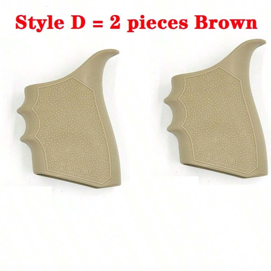 (2 Pieces Brown) Tactical Rubber Grip Sleeve For G17/19/20/21/22/23/31/32 Tactical Hunting Gear Tactical Pistol Rubber Anti-Slip Grip