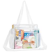 Clear Tote Bag Stadium Approved – Transparent Handbag With Pouch For Concerts And Sports - White - View 1