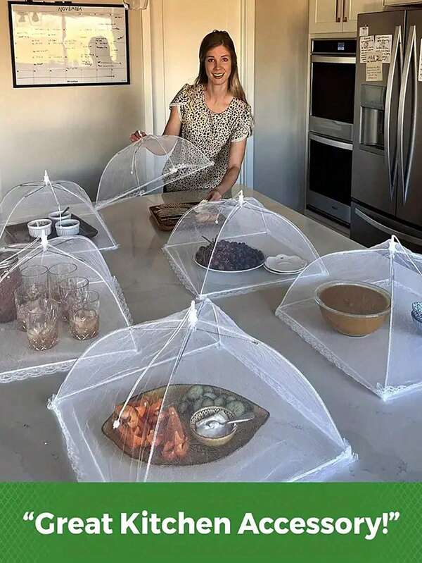 1PC Large White Pop-Up Mesh Food Cover Tent - Collapsible And Washable, Suitable For Picnics, BBQs, Parties And Outdoor Dining - Anti-Insect Kitchen Accessory,Wear Resistant,Expandable,Dust Covers , Food Covers,Wear Resistant,Expandable