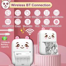 Taschenformat Mini-Drucker, tragbarer Bluetooth-Wireless-Smartdrucker, unterstützt Bild-, Notiz- und QR-Code-Druck, perfektes Geschenk für Feiertage, Weihnachten und Geburtstag für Kinder von 3-12 Jahren